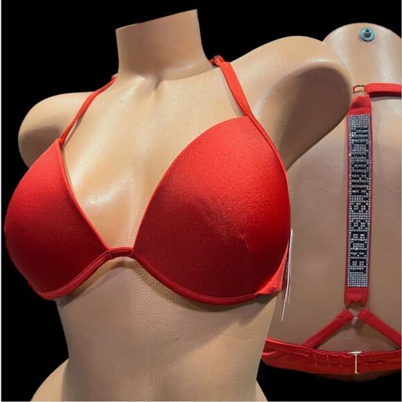 Victorias Secret Swim Shine Strap Full Coverage Push Up Bikini top Red 36C - Picture 11 of 14